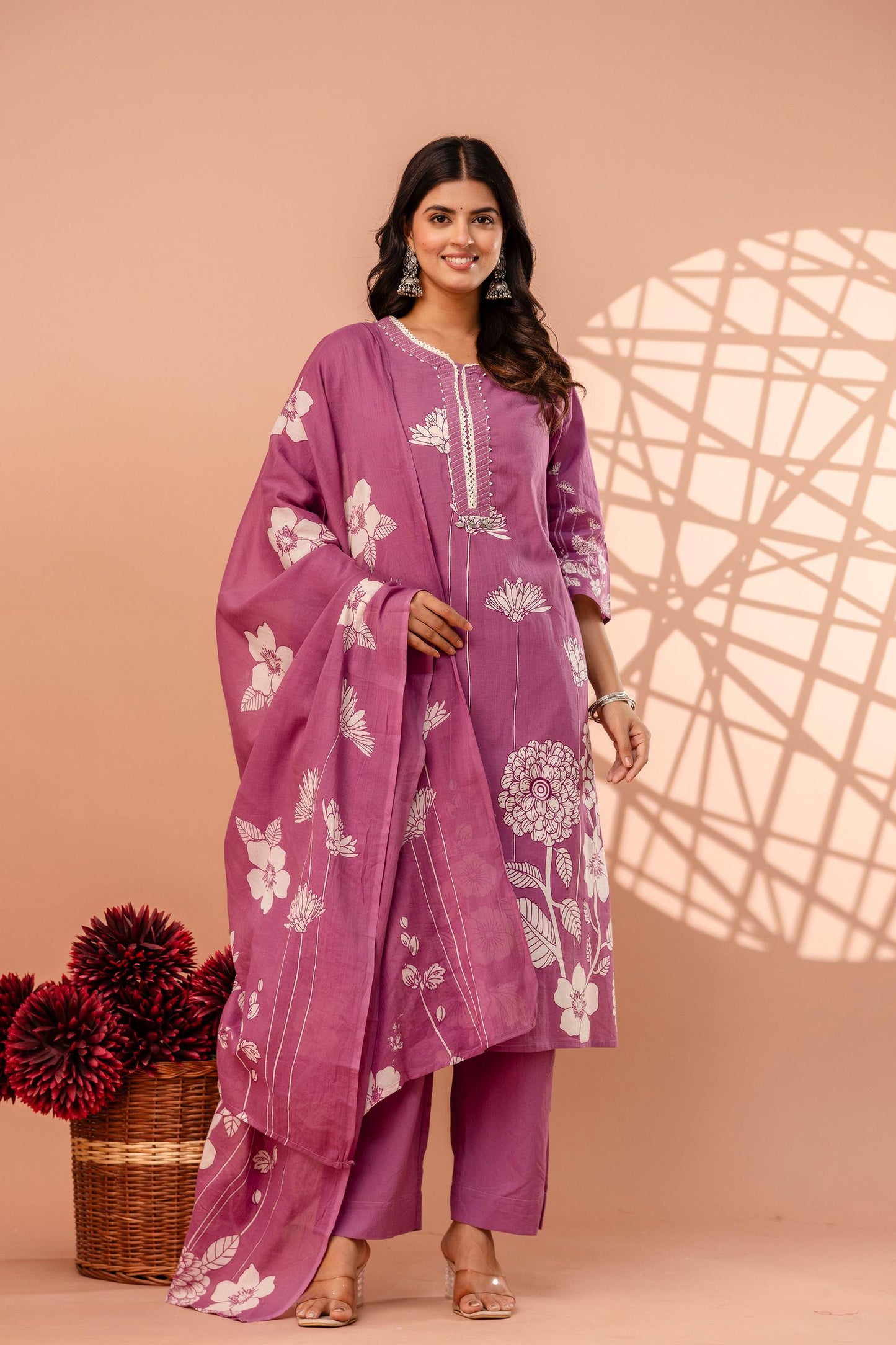 hand block printed kurta set with dupatta