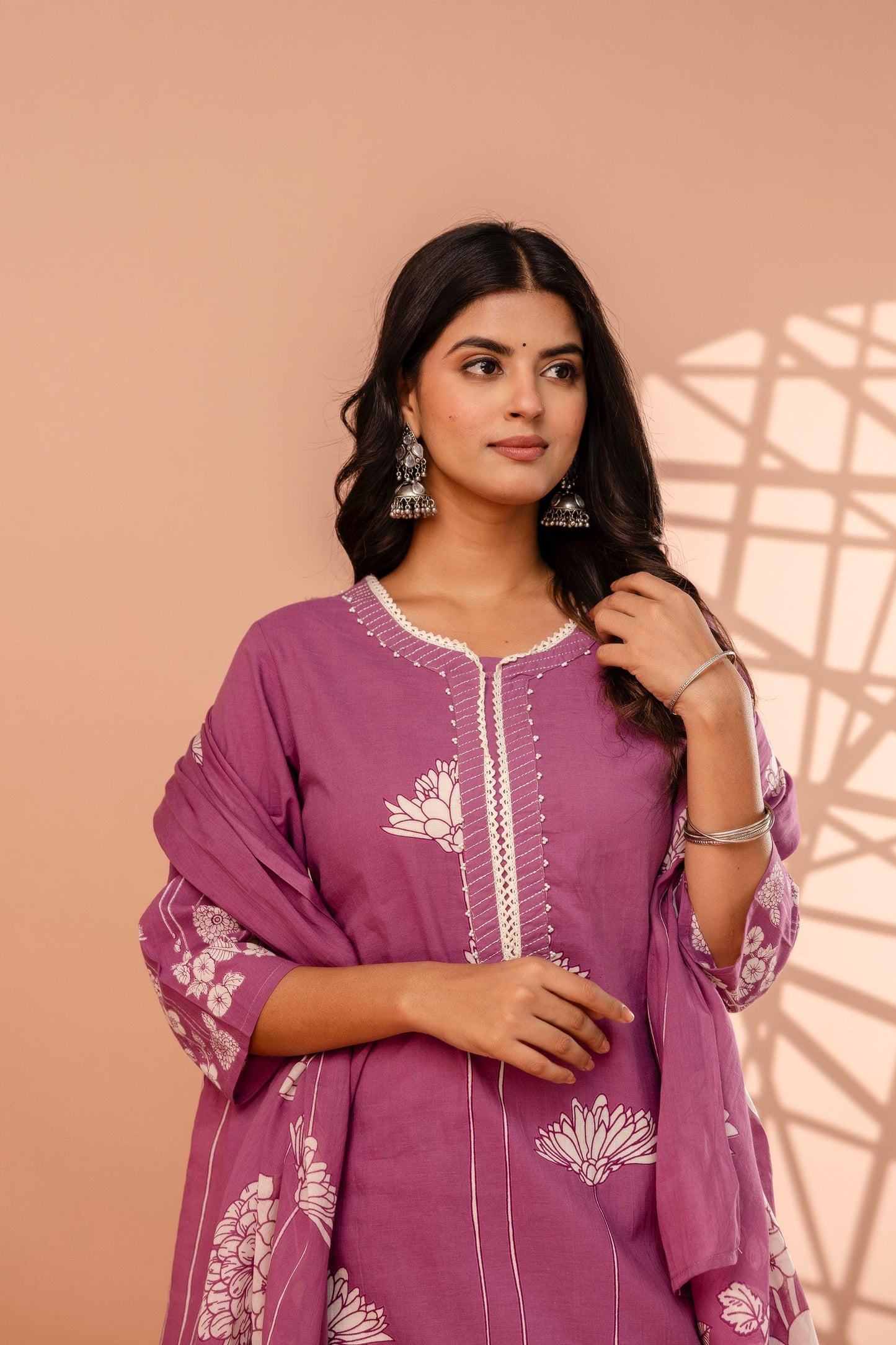 hand block printed kurta set with dupatta