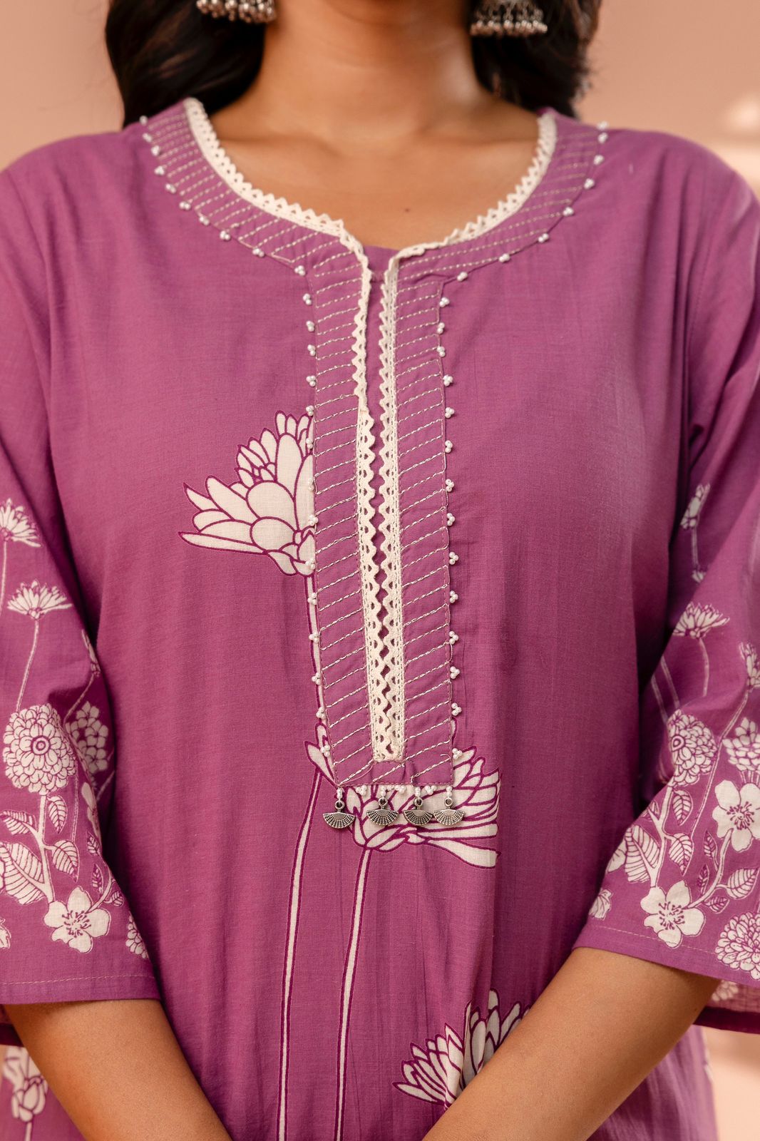 hand block printed kurta set with dupatta