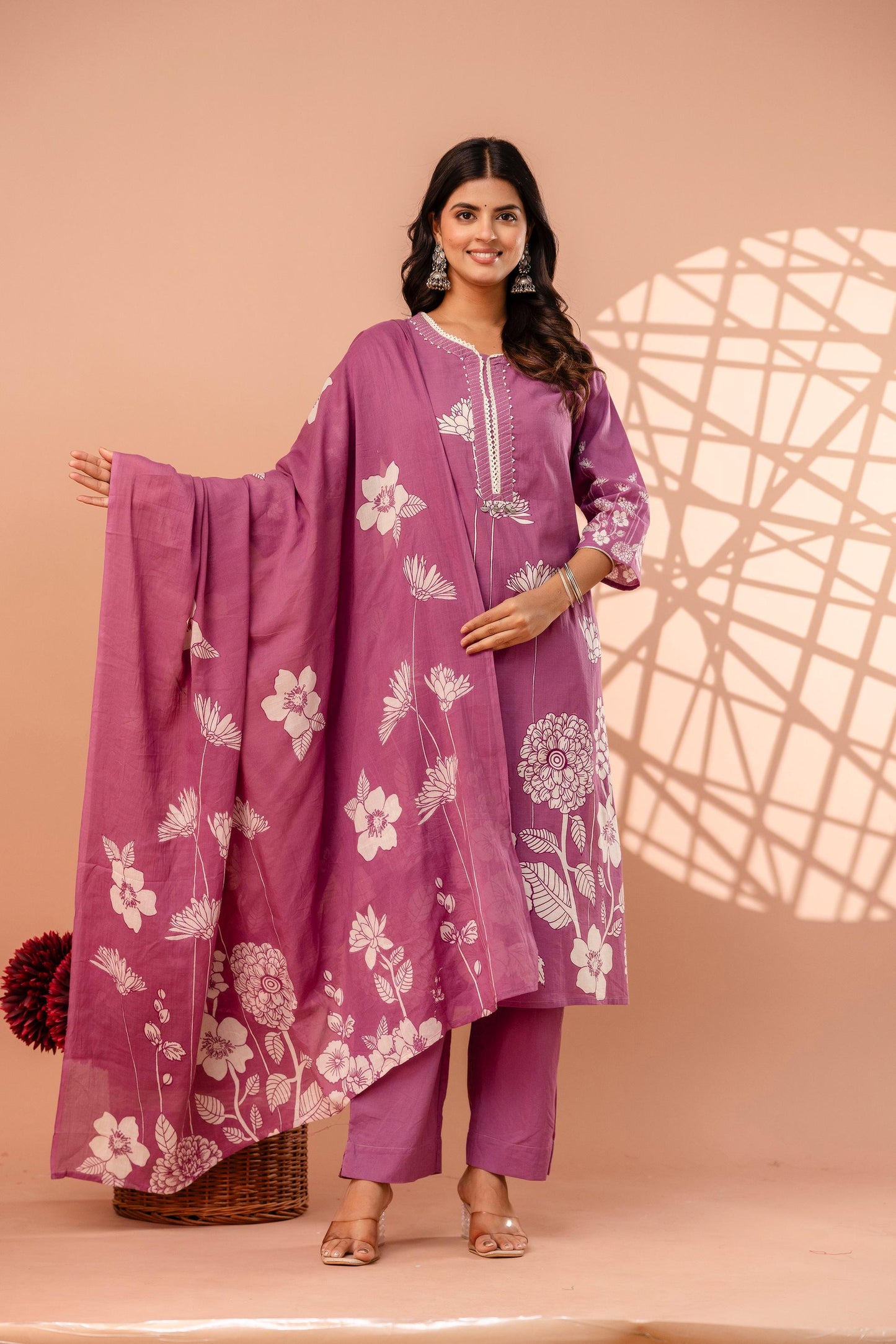 hand block printed kurta set with dupatta