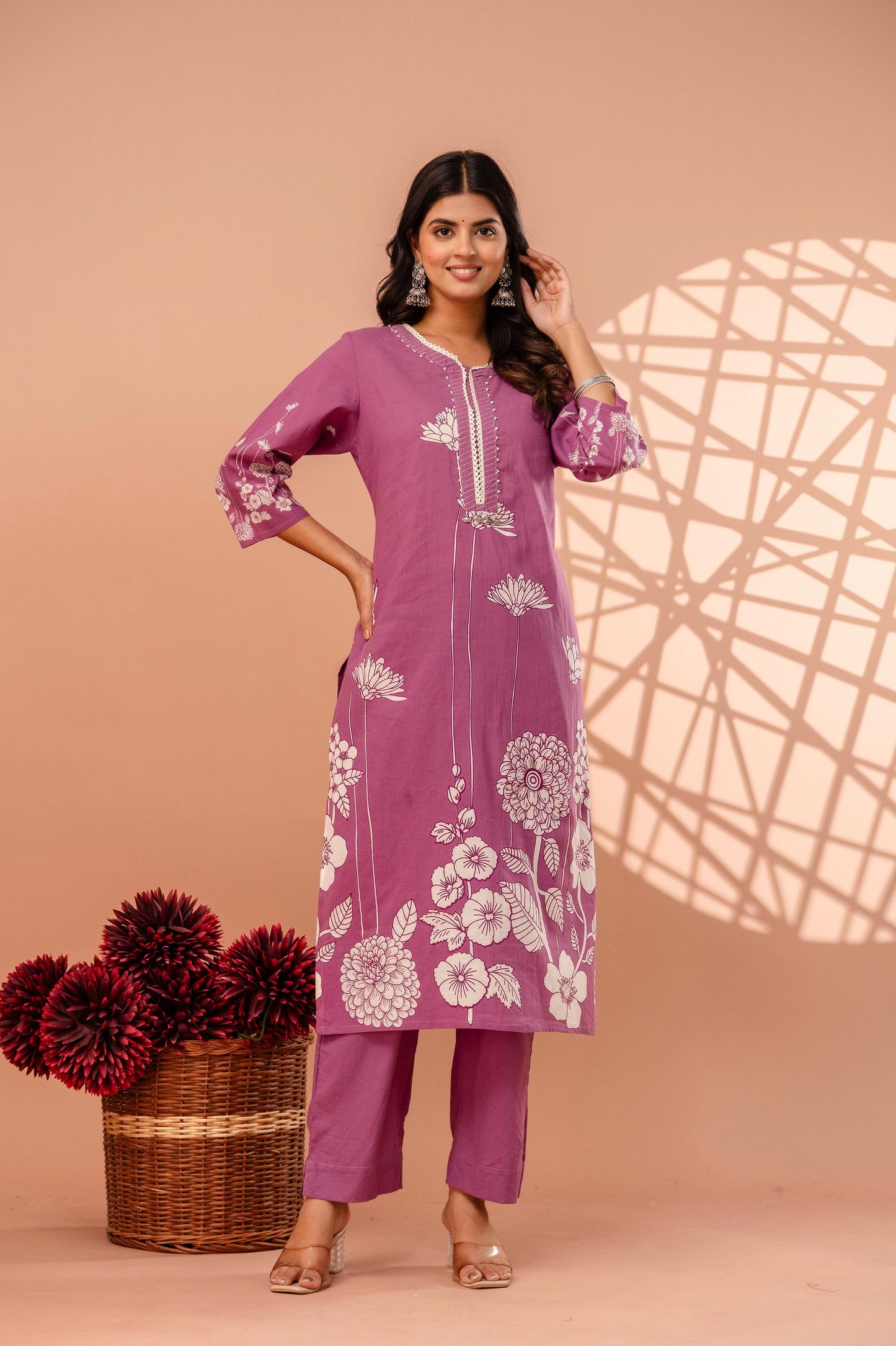 hand block printed kurta set with dupatta
