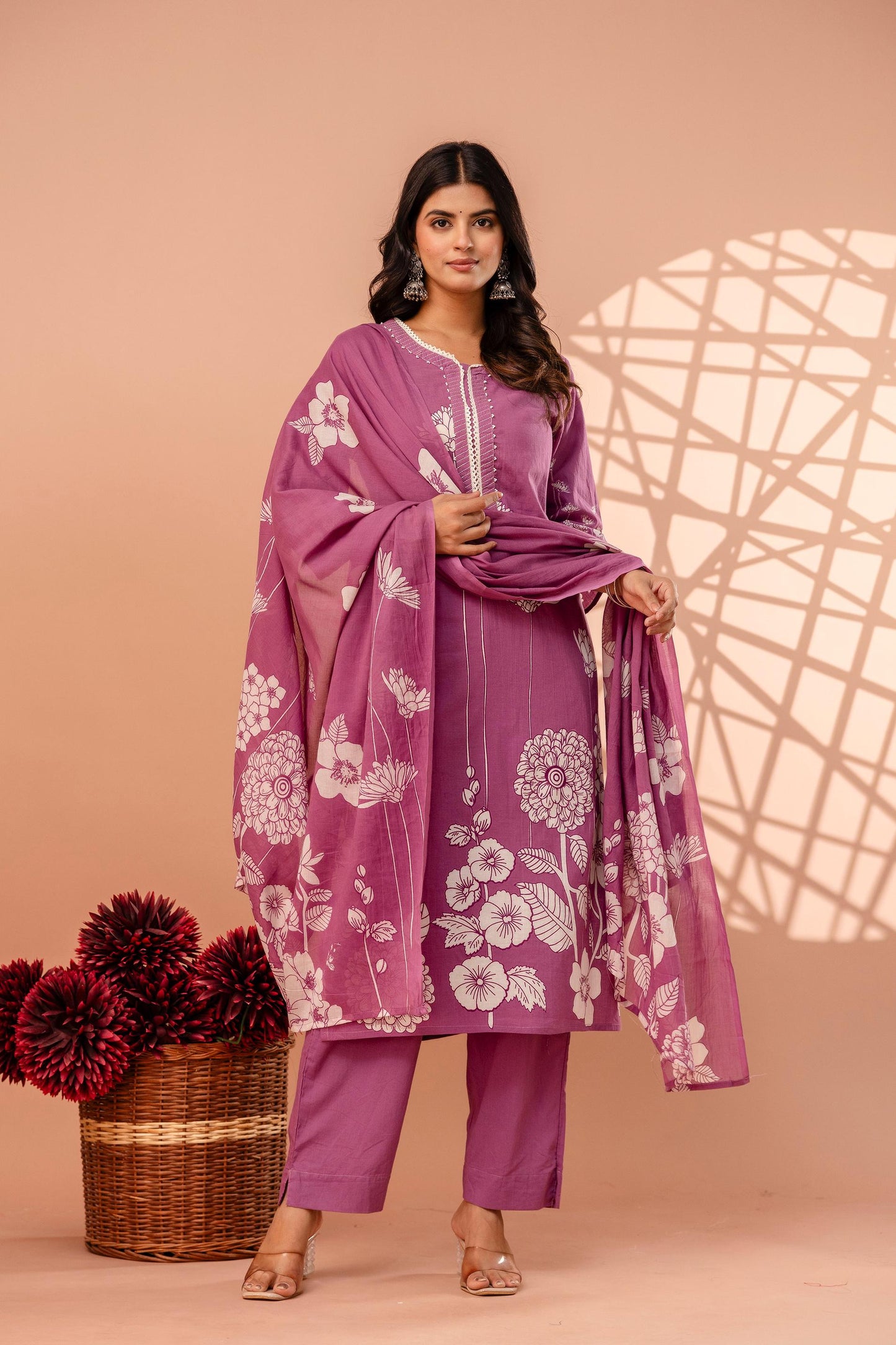 hand block printed kurta set with dupatta