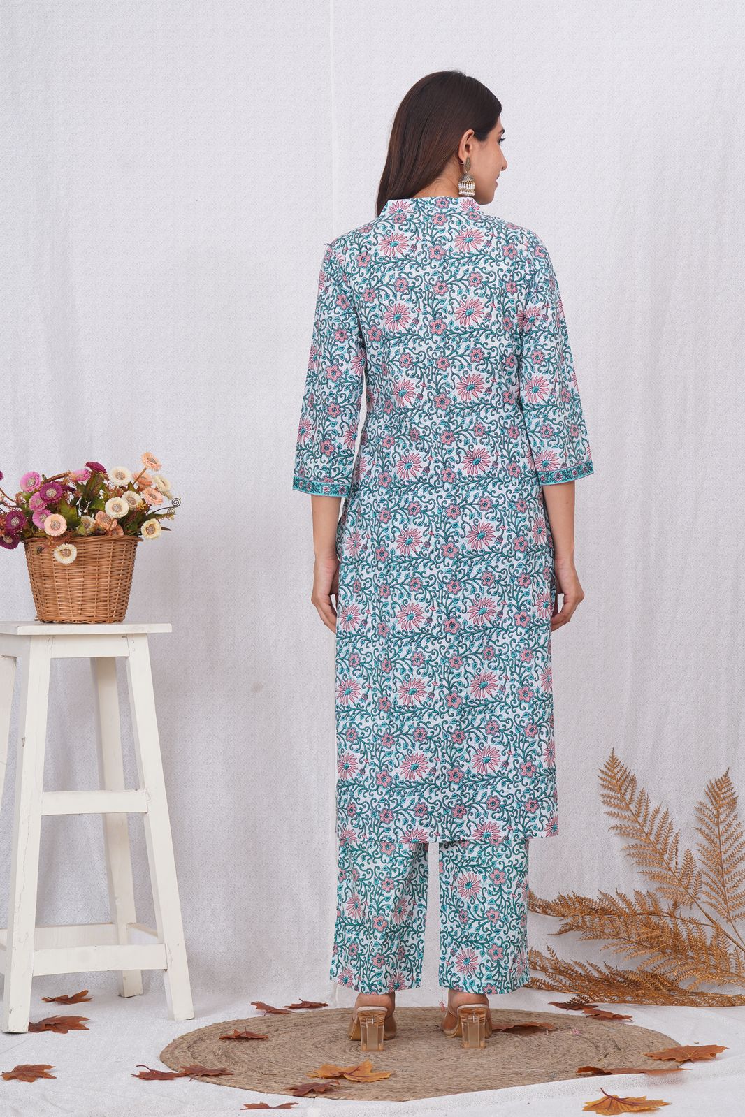 hand block printed kurta set with dupatta