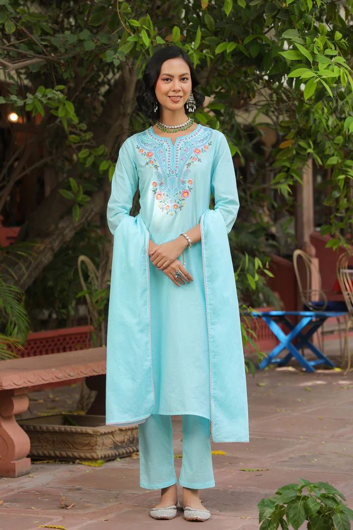 hand block printed kurta set with dupatta