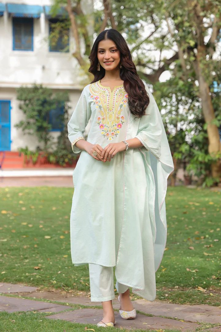 hand block printed kurta set with dupatta