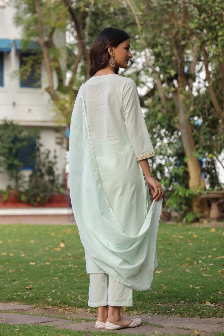 hand block printed kurta set with dupatta