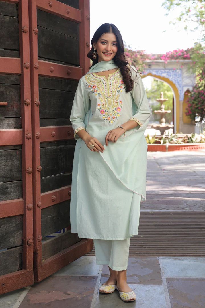 hand block printed kurta set with dupatta