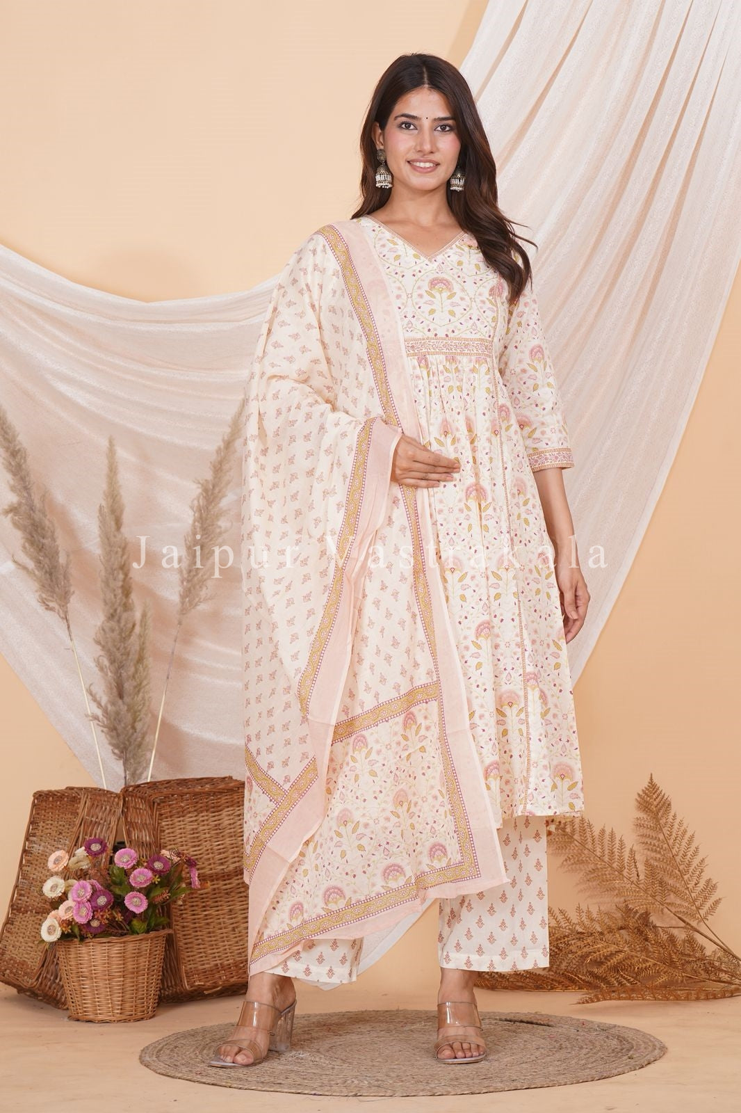 hand block printed kurta set with dupatta