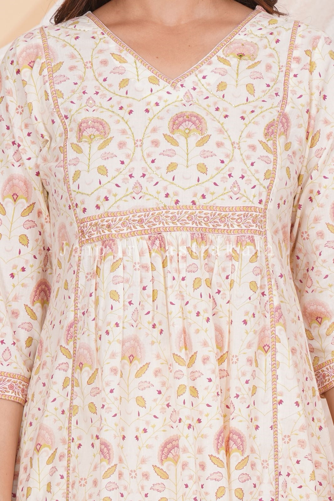 hand block printed kurta set with dupatta