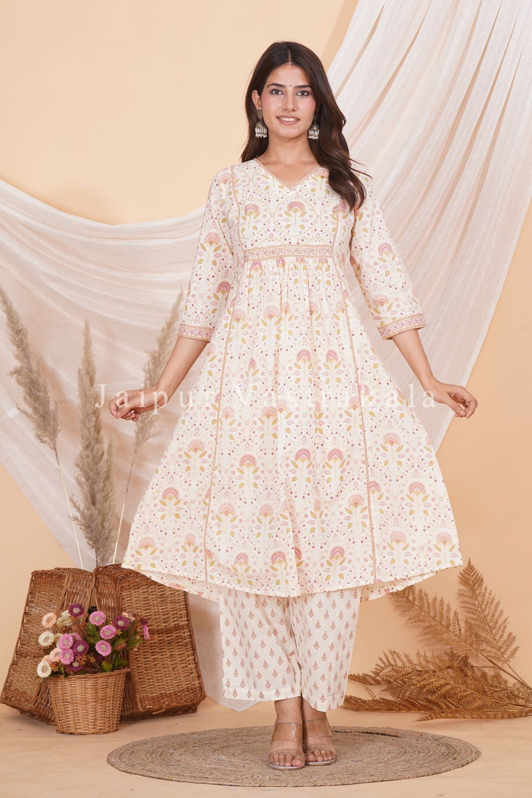 hand block printed kurta set with dupatta