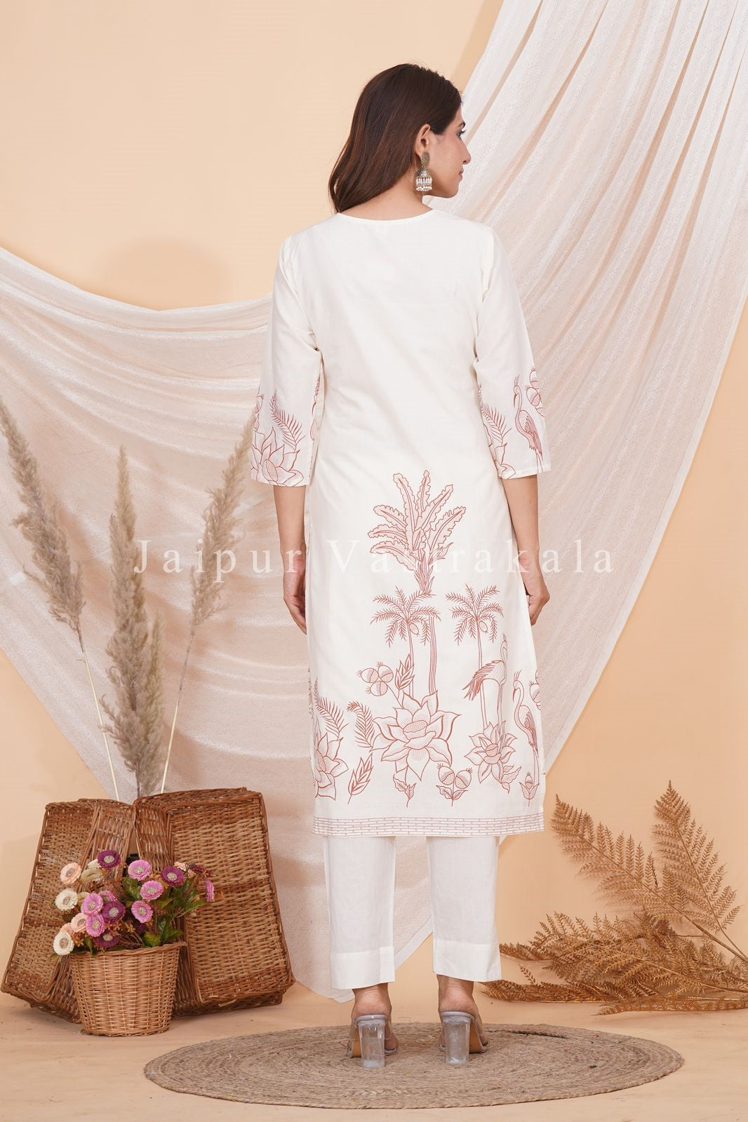 hand block printed kurta set with dupatta