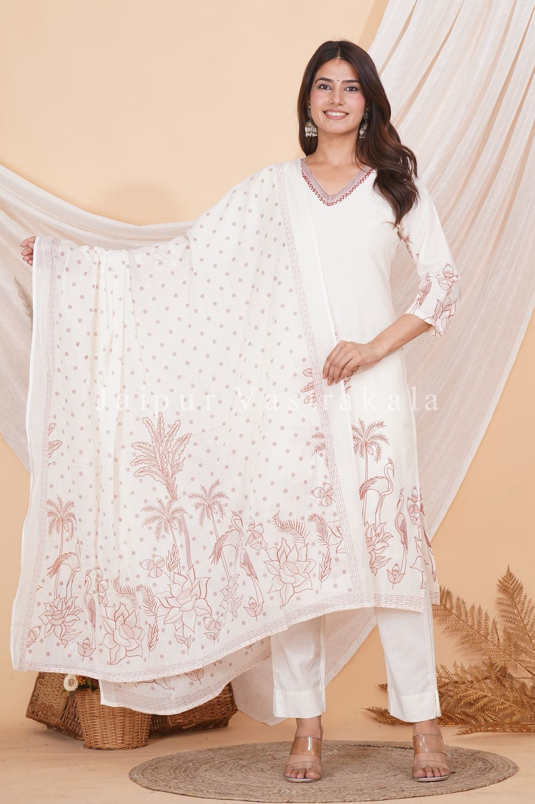 hand block printed kurta set with dupatta