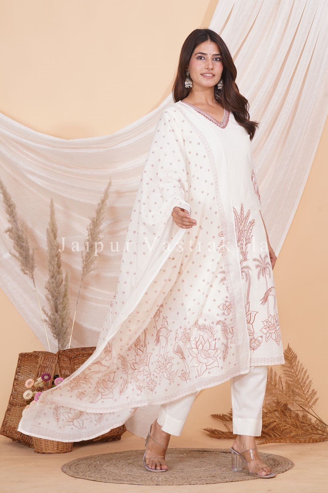 hand block printed kurta set with dupatta