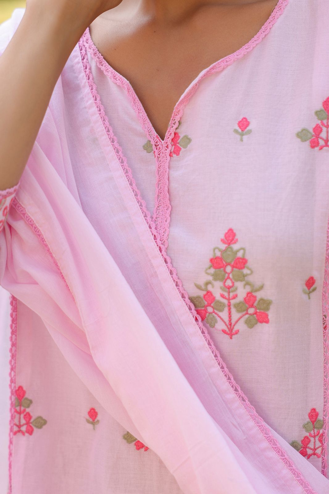 hand block printed kurta set with dupatta