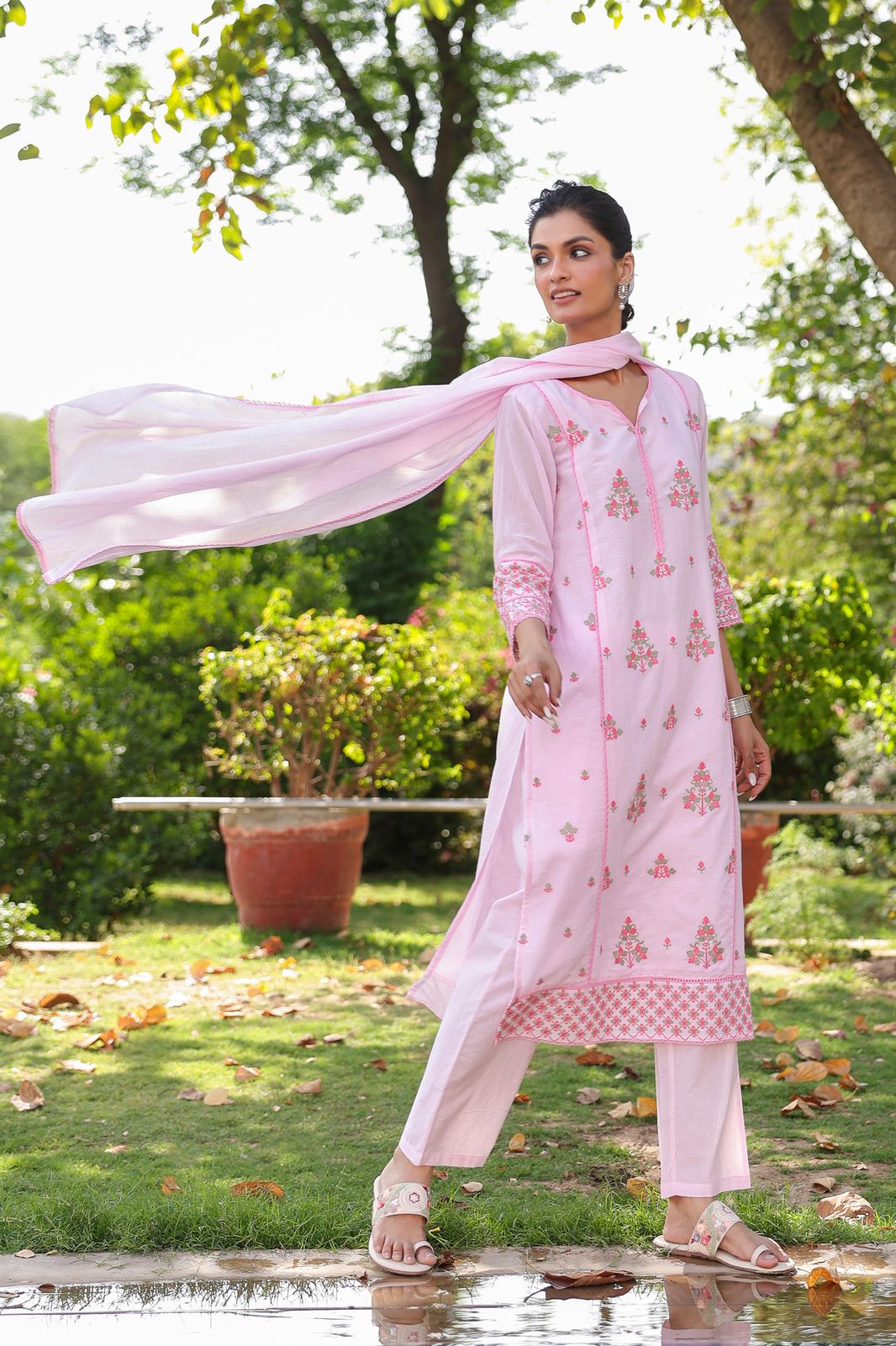 hand block printed kurta set with dupatta