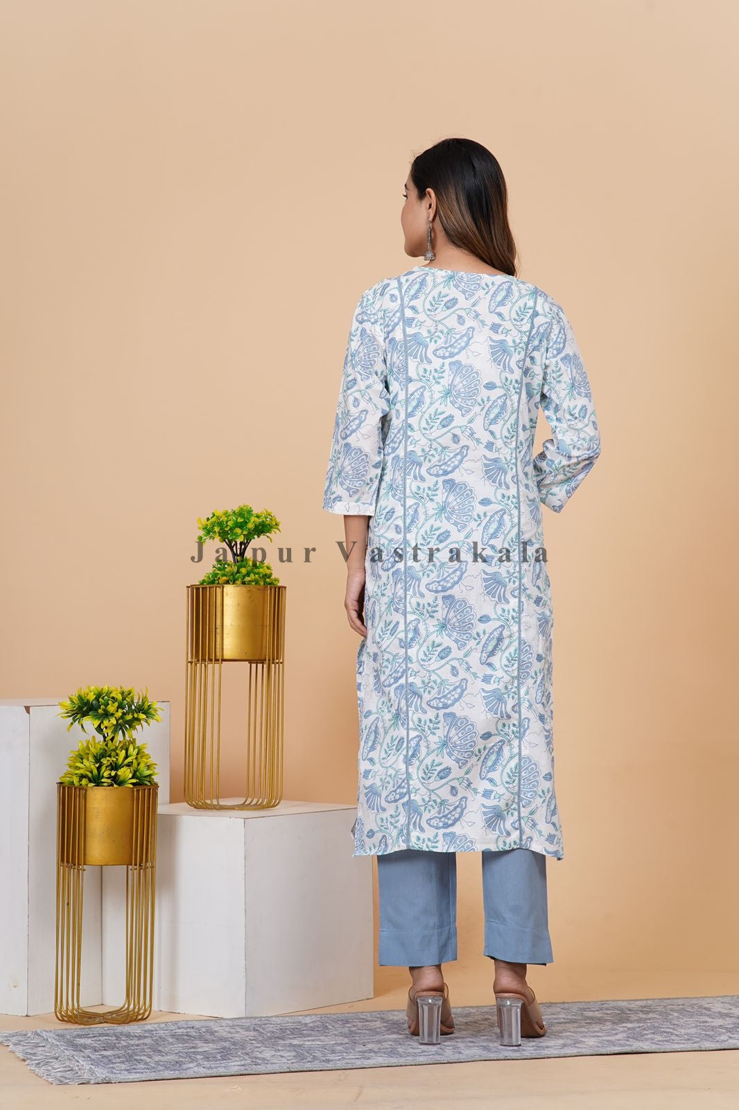 hand block printed kurta set with dupatta