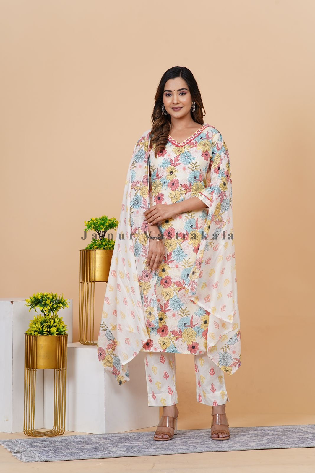 hand block printed kurta set with dupatta