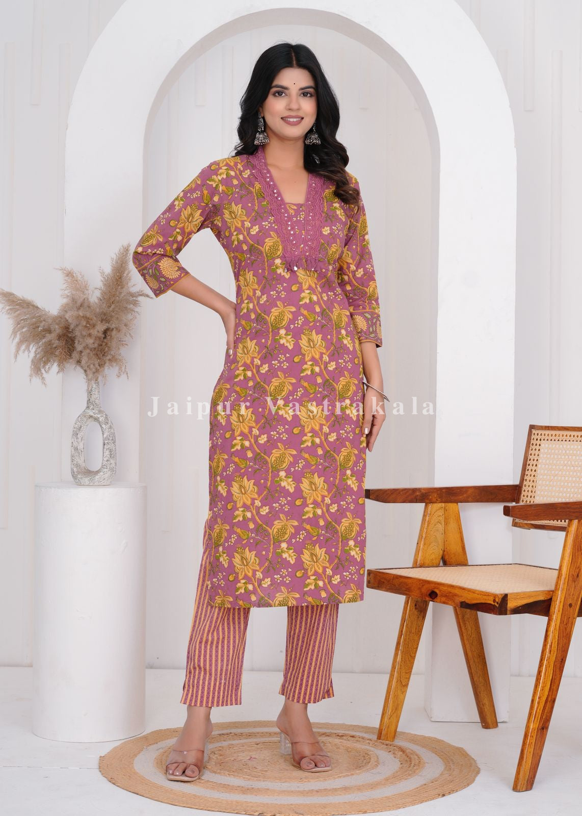 hand block printed kurta set with dupatta