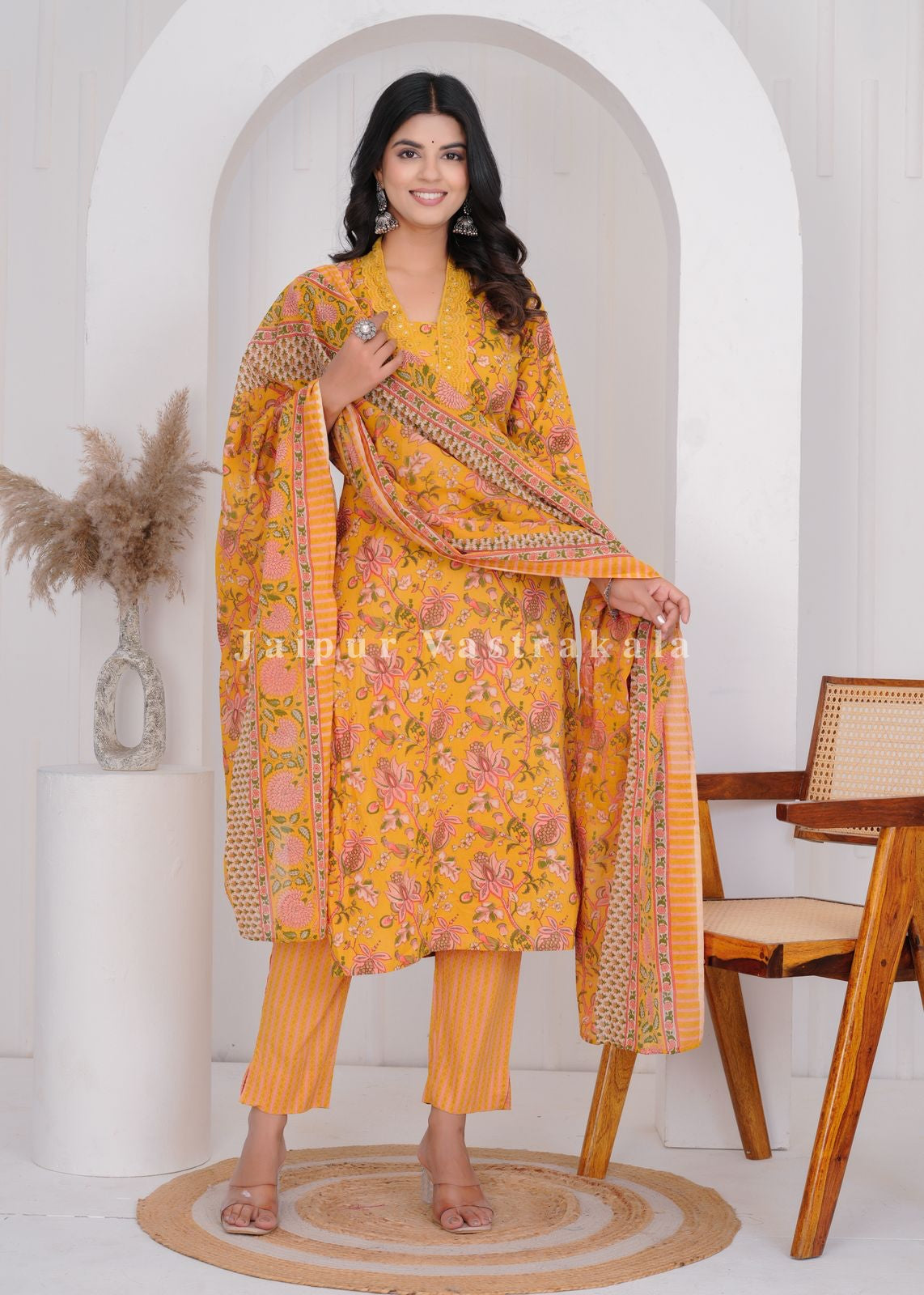 hand block printed kurta set with dupatta