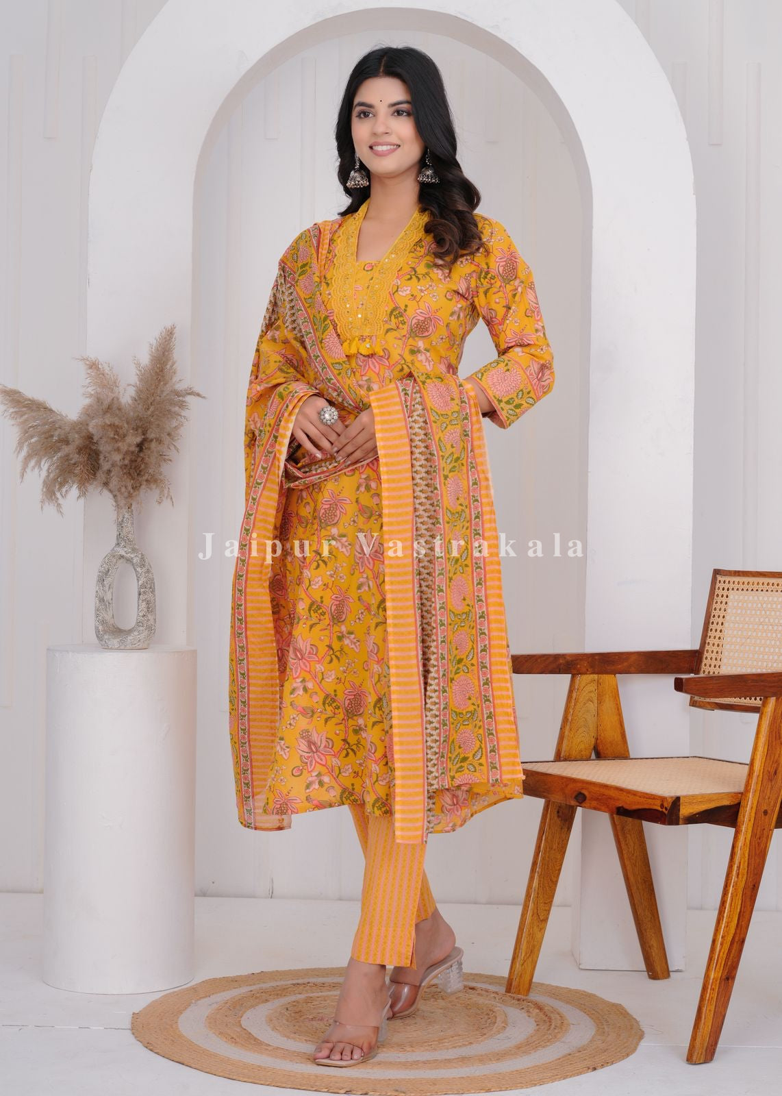 hand block printed kurta set with dupatta