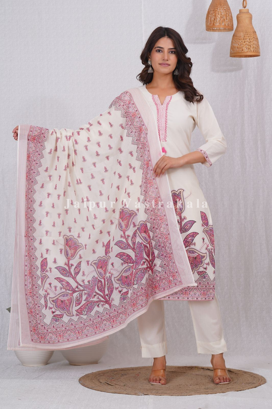 hand block printed kurta set with dupatta