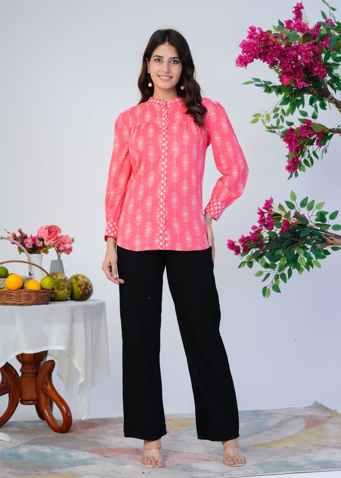 Peach Pink Cotton Fusion Shirt
