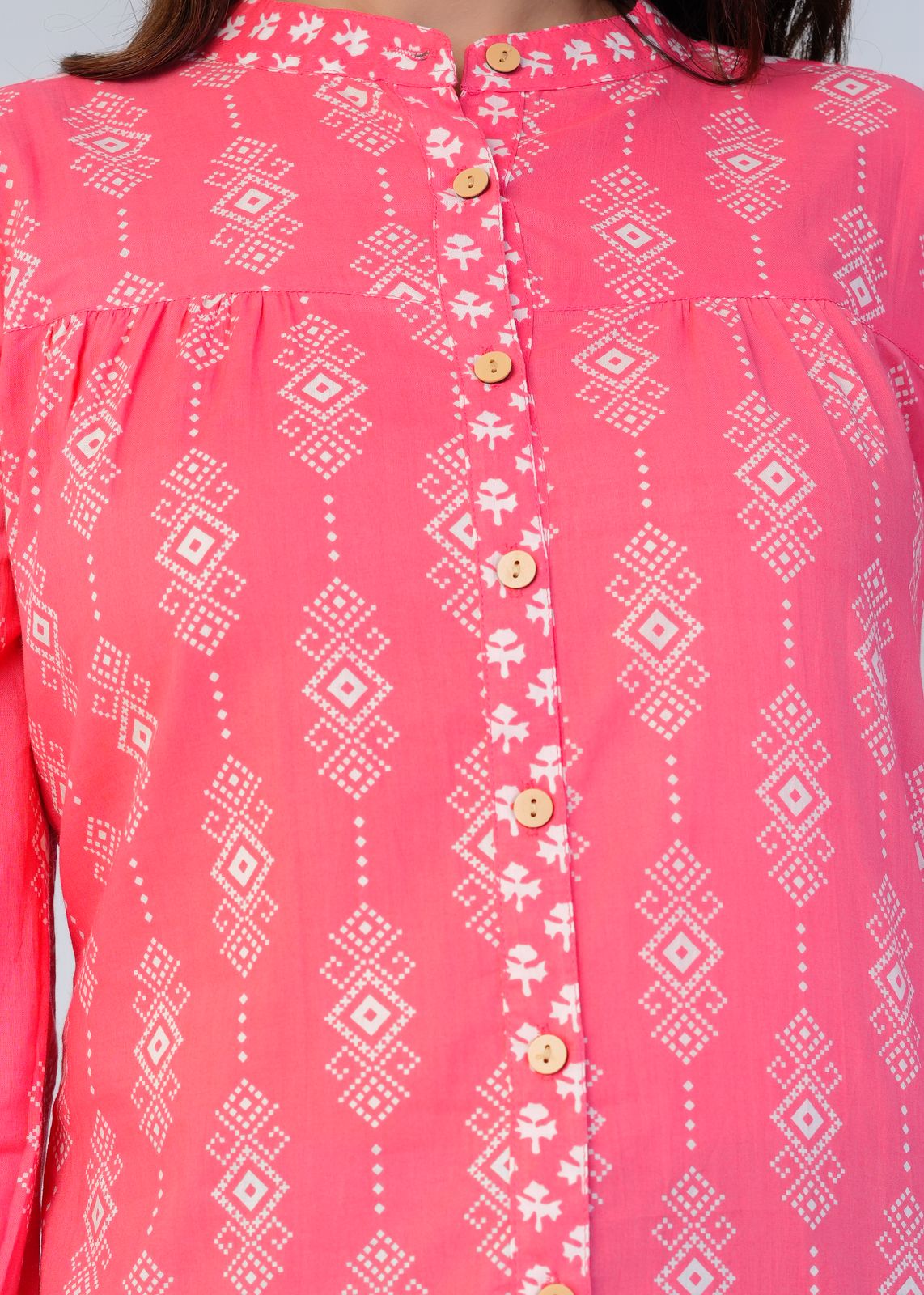 Peach Pink Cotton Fusion Shirt