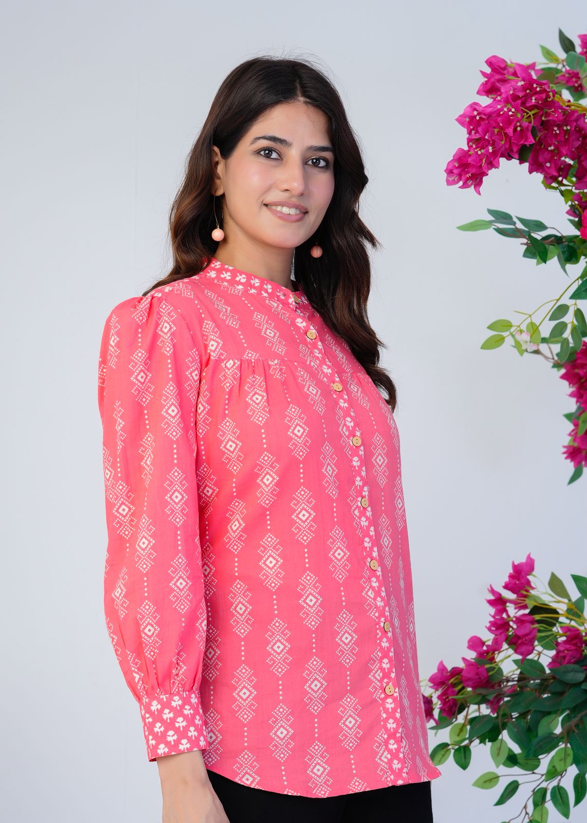 Peach Pink Cotton Fusion Shirt