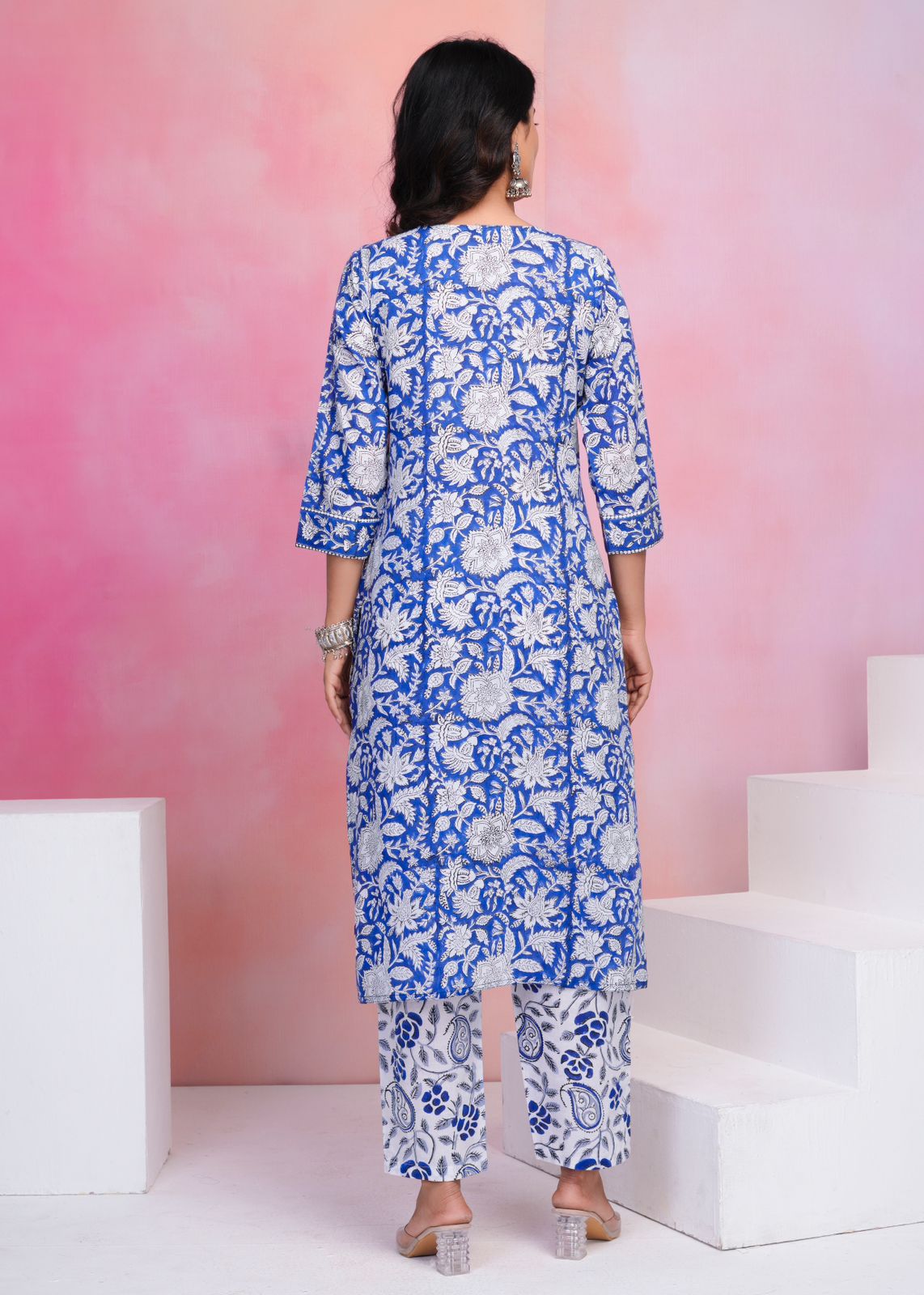hand block printed kurta set with dupatta