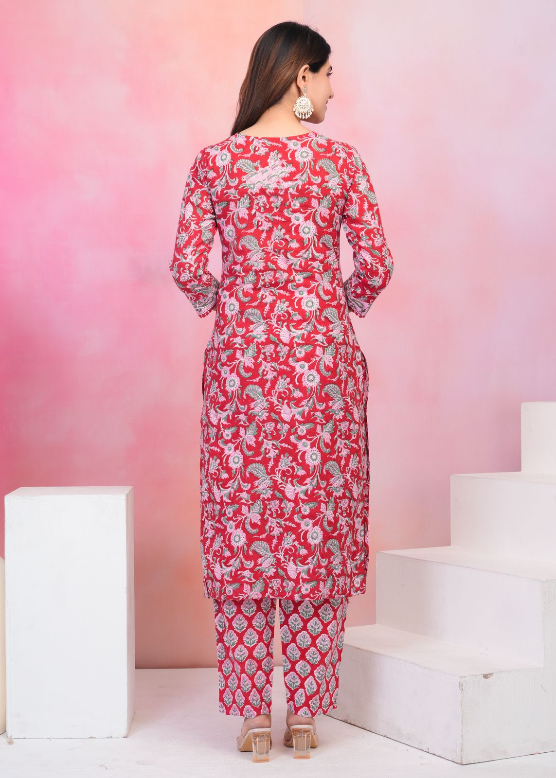 hand block printed kurta set with dupatta