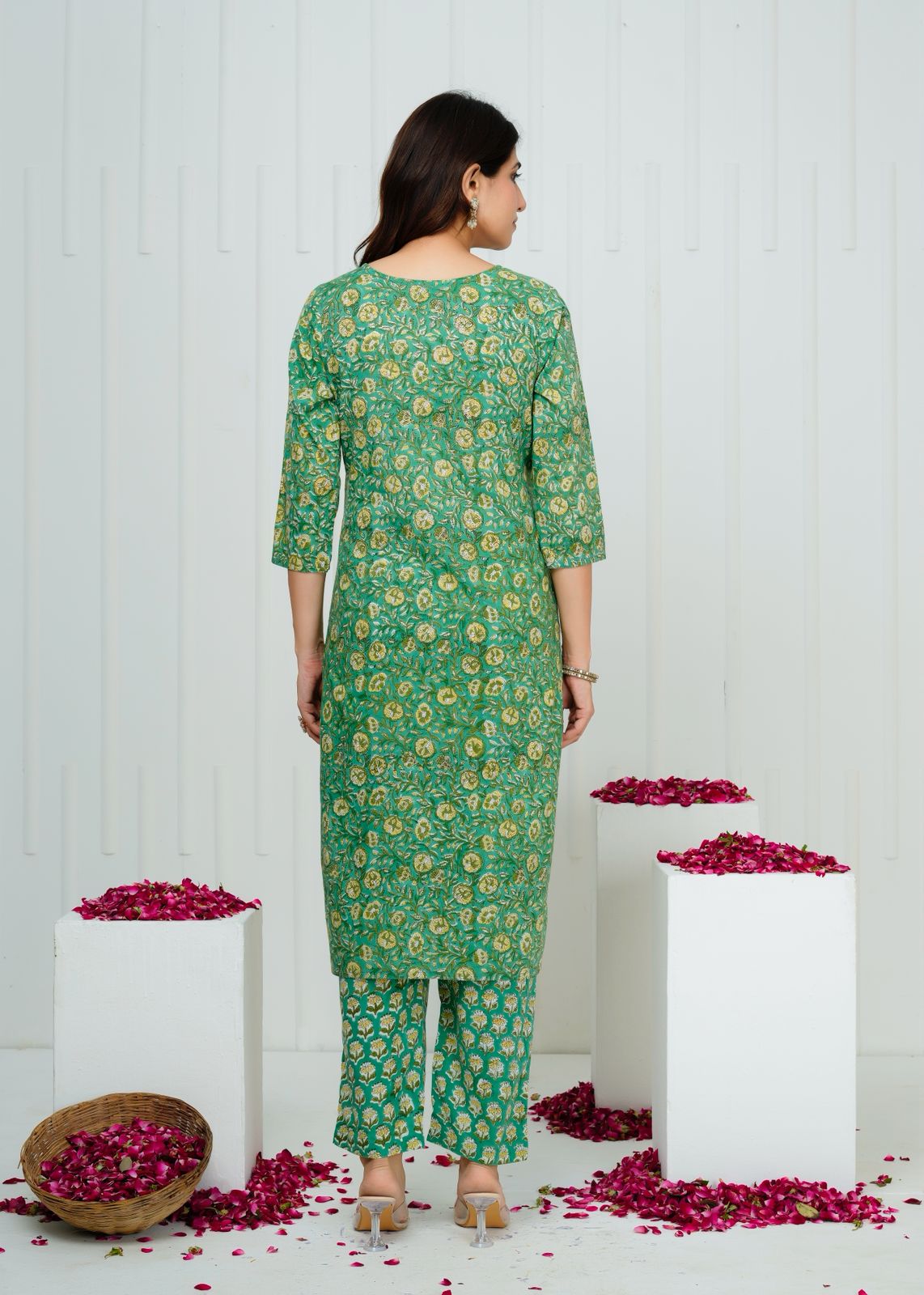 Emerald Green Kota Dupatta Suit