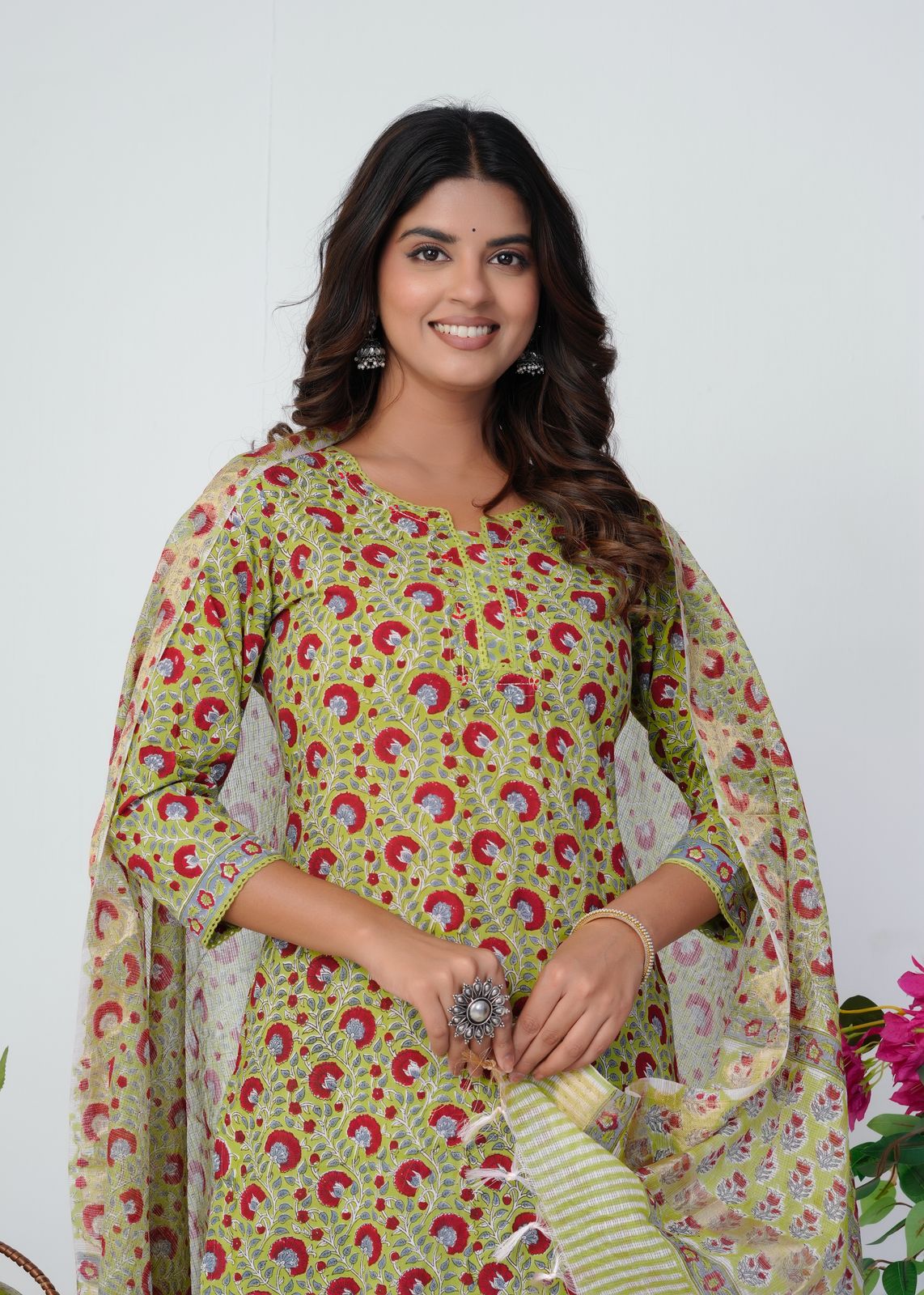 Verdant Petals Kota Dupatta Suit