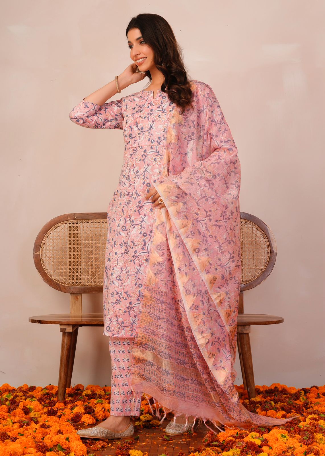 Pink Leaf Story Kota Dupatta Suit