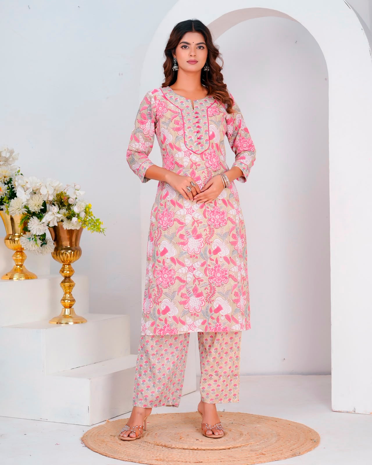 Beige Blush Whispers Kota Dupatta Suit