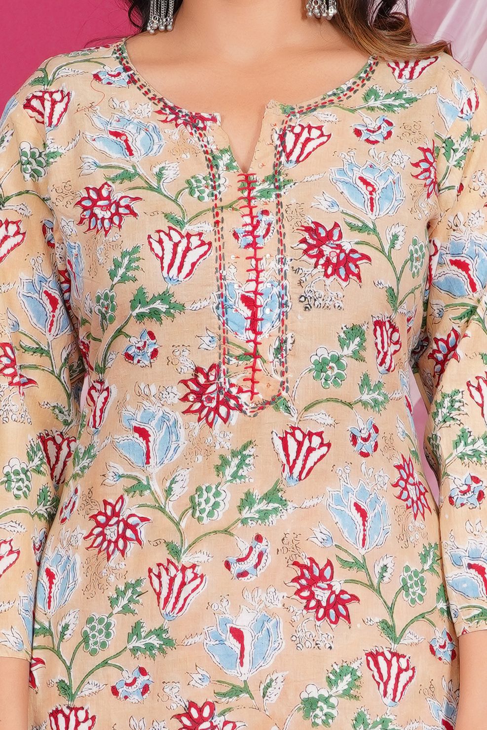 hand block printed kurta set with dupatta