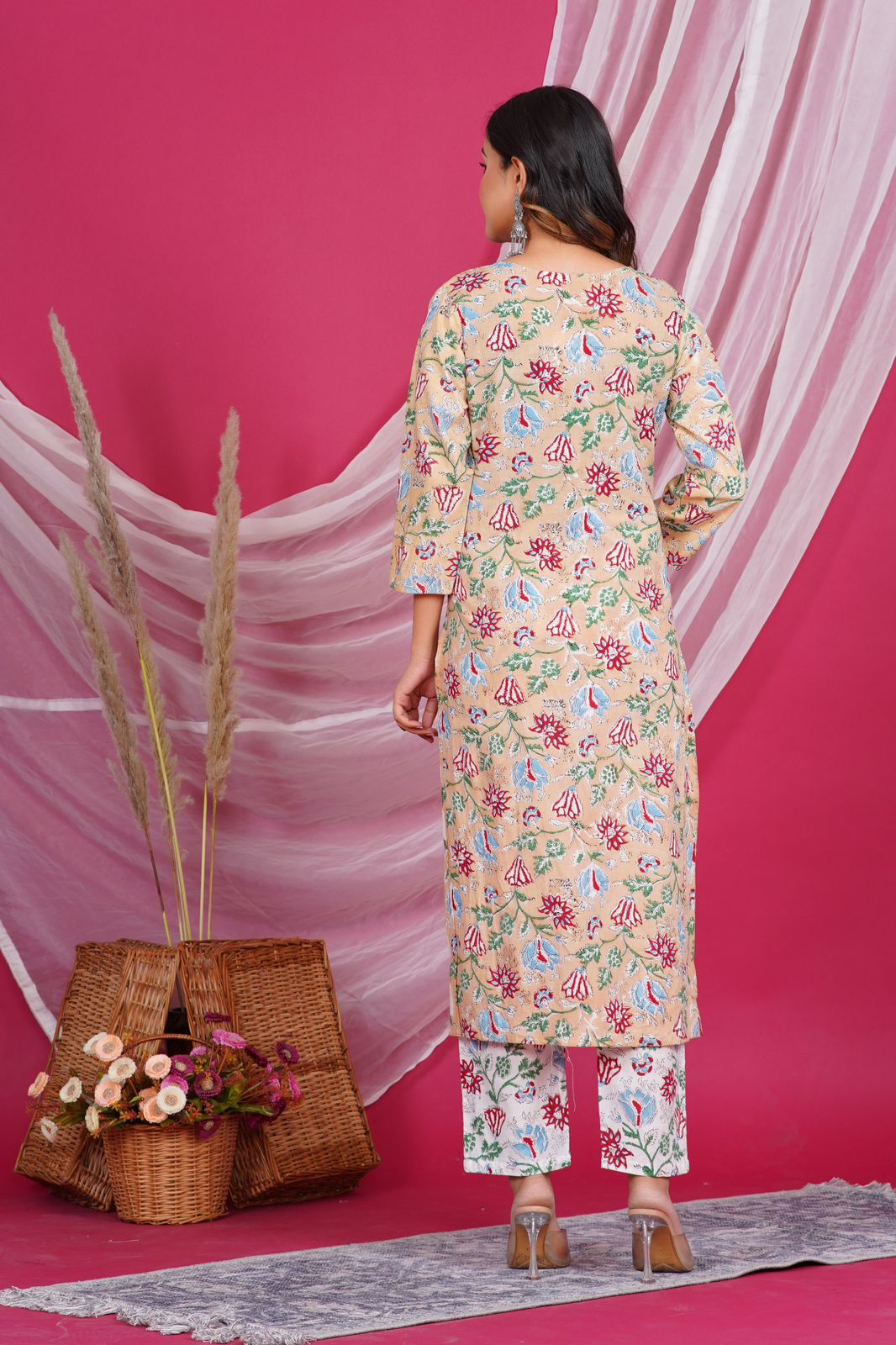 hand block printed kurta set with dupatta