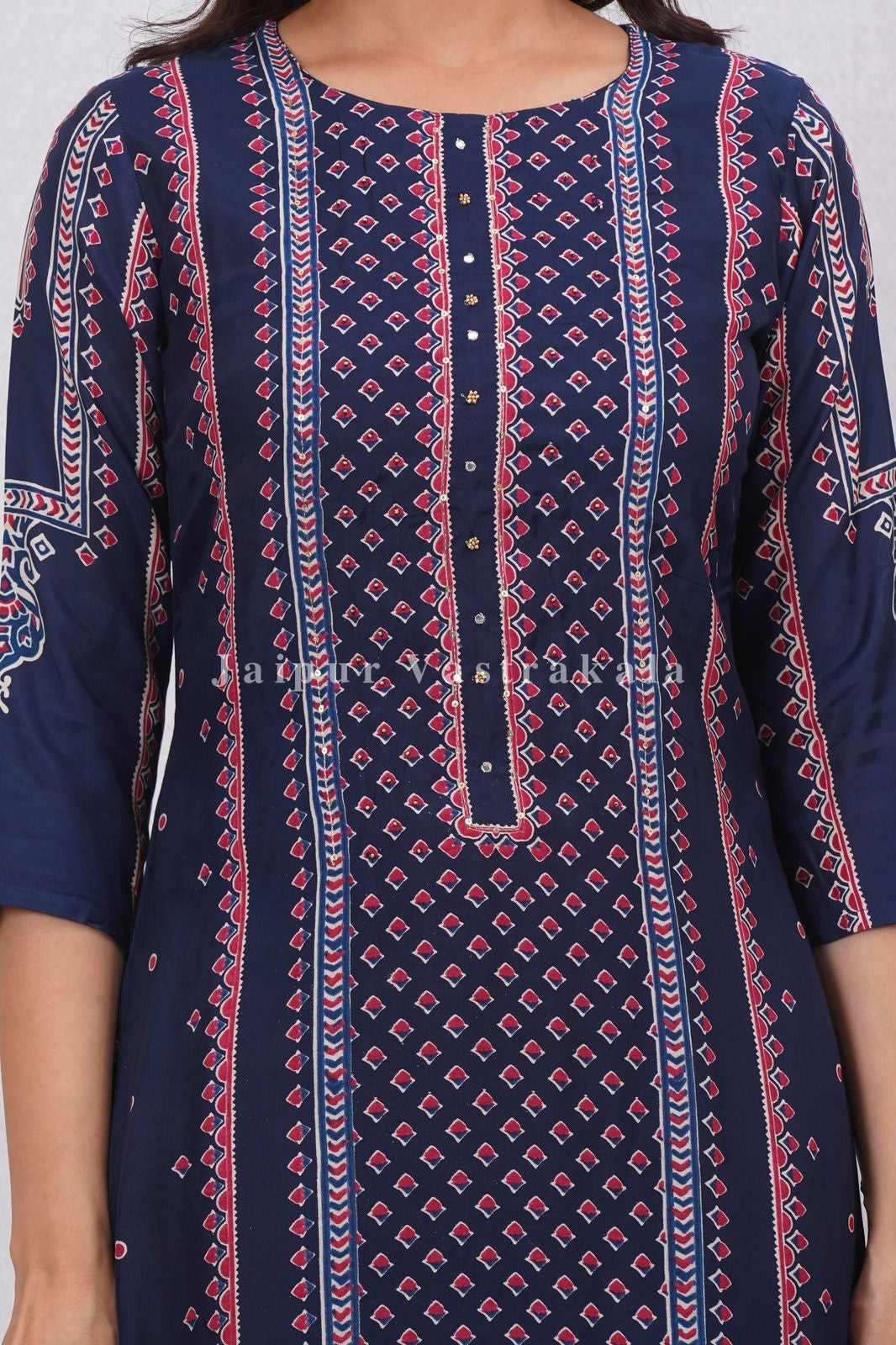 Blue Ethnic Mirage Muslin Suit