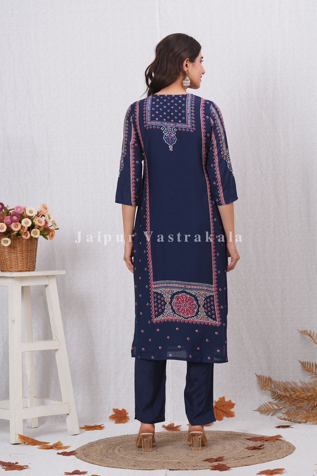 Blue Ethnic Mirage Muslin Suit