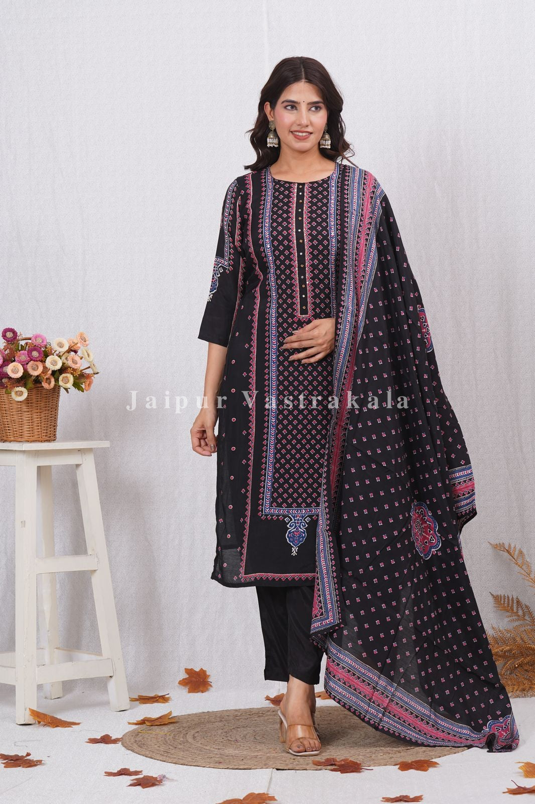 hand block printed kurta set with dupatta