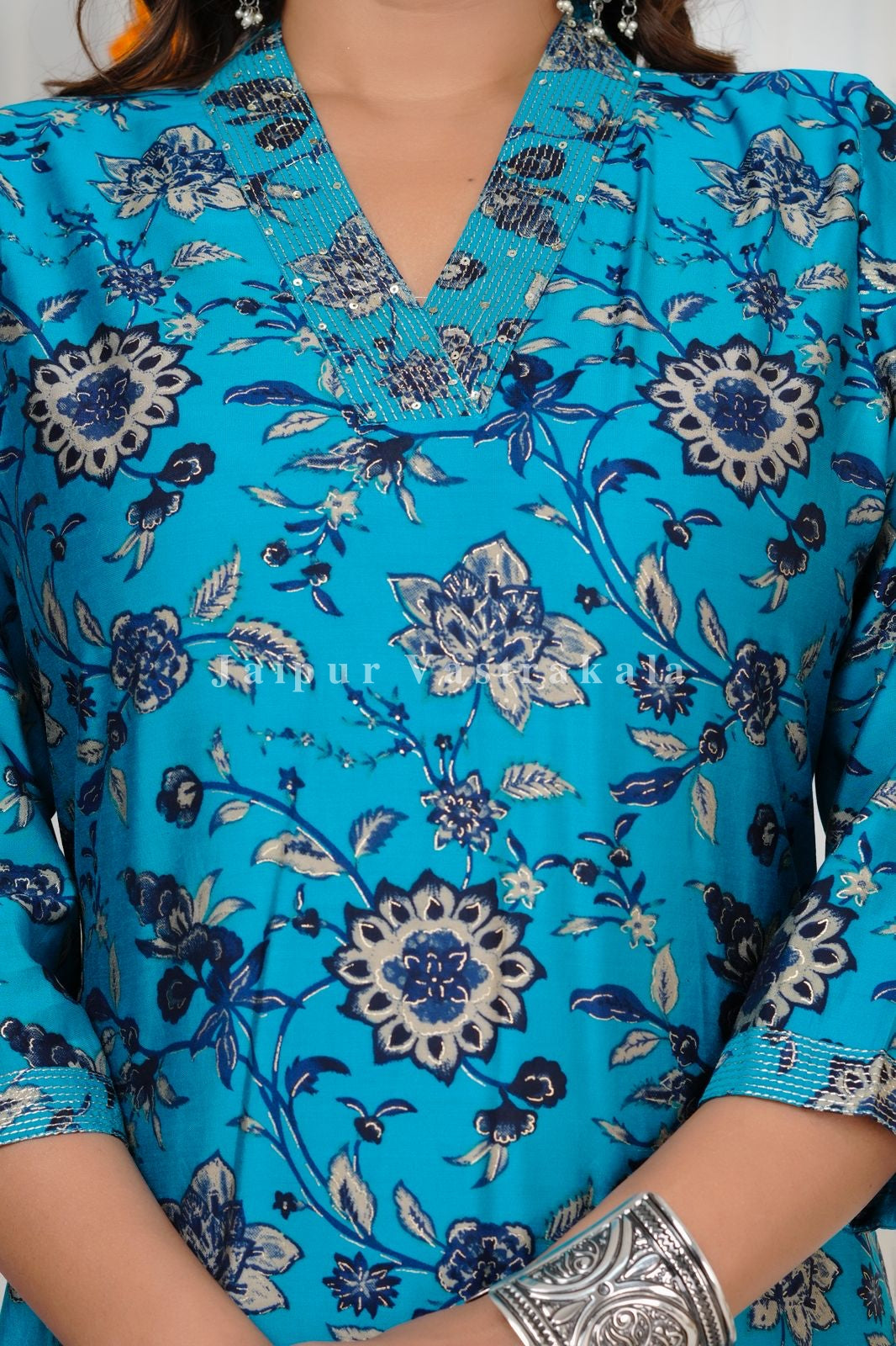 Blue Harmony Muslin Silk Suit