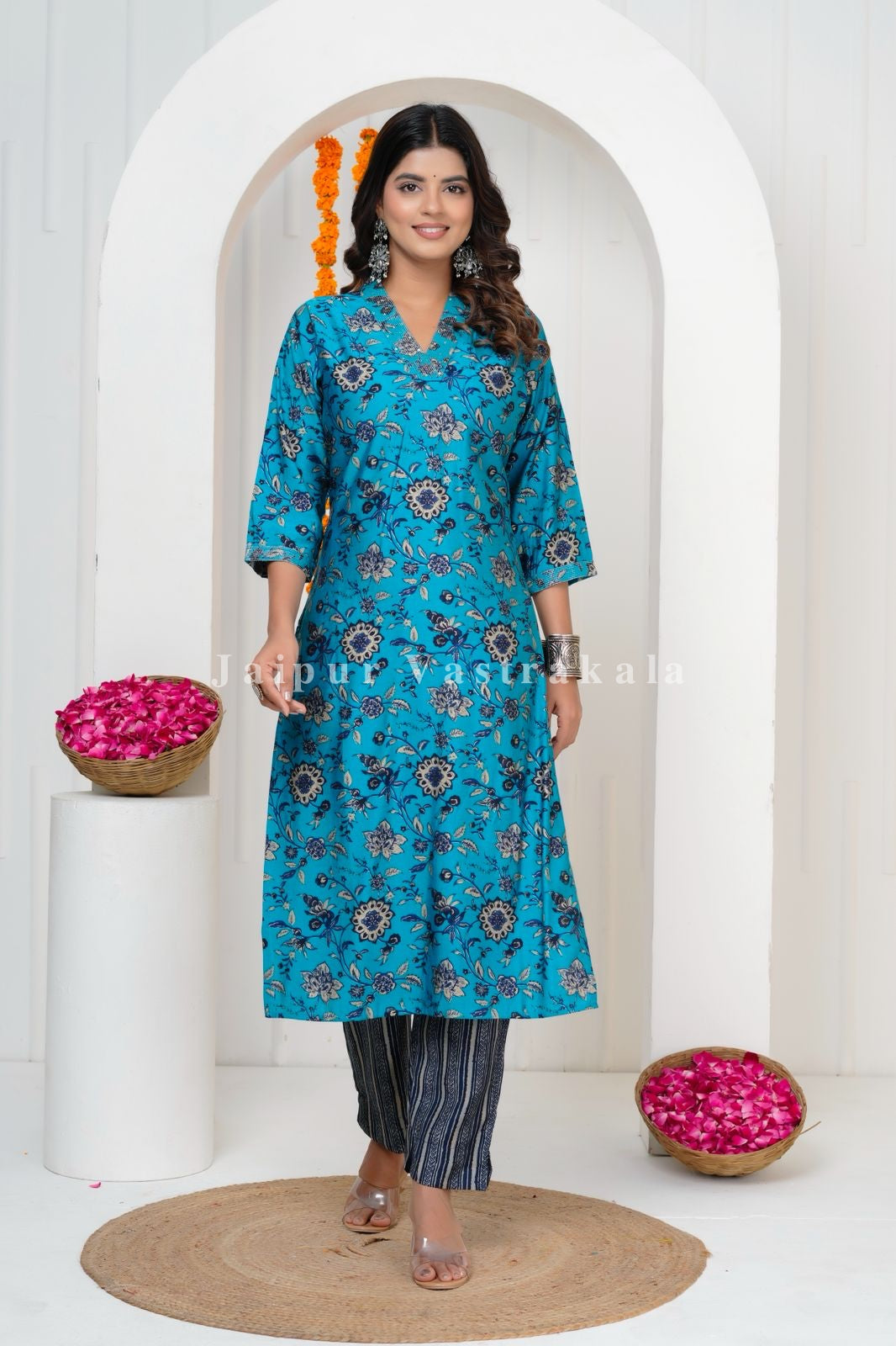 Blue Harmony Muslin Silk Suit