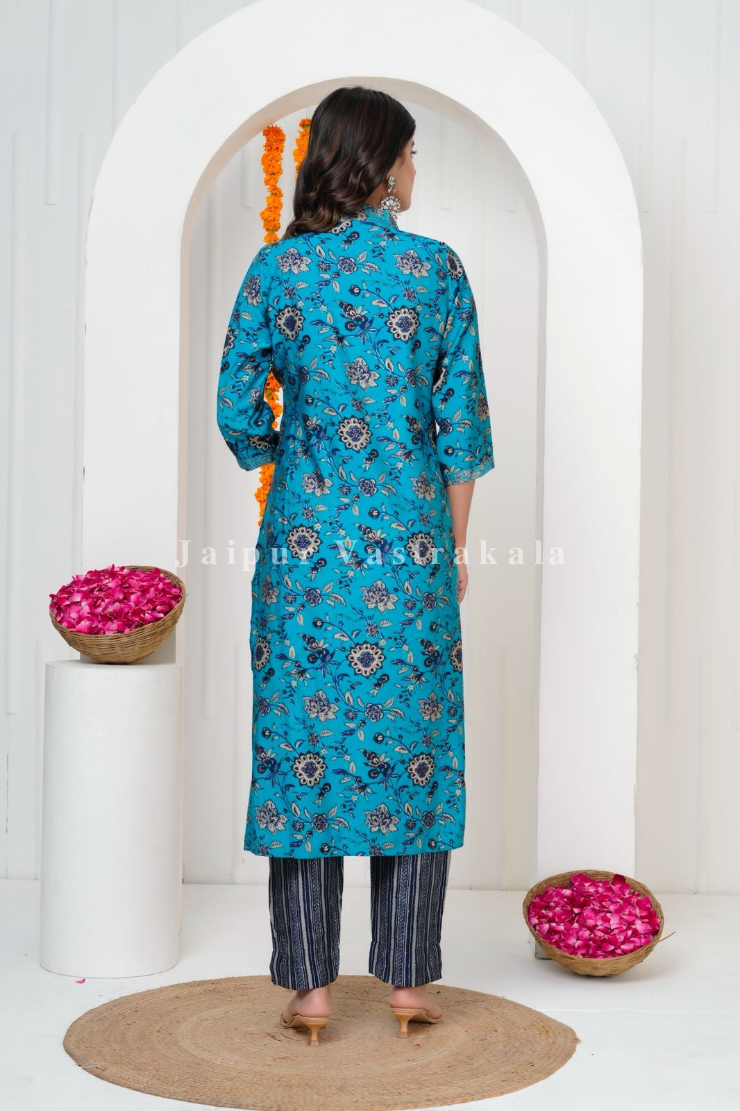 Blue Harmony Muslin Silk Suit