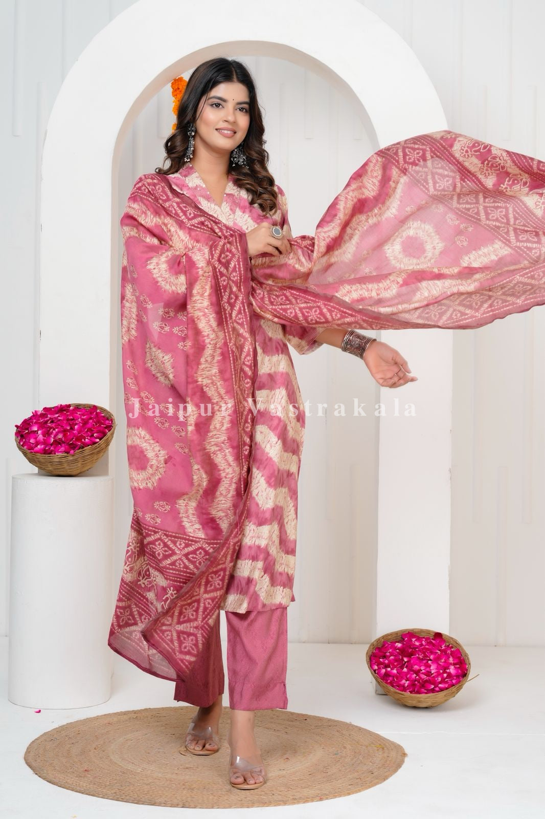 Pink Mirage Muslin Silk Suit