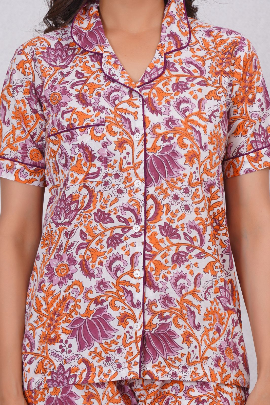 cotton printed night suit set