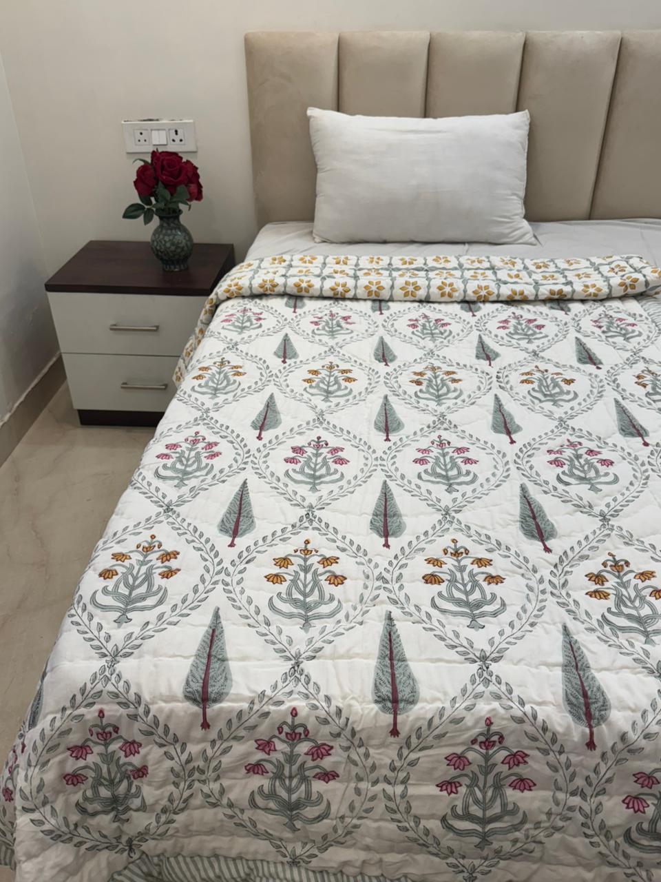 Petal Cascade Reversible Single Bed Quilt