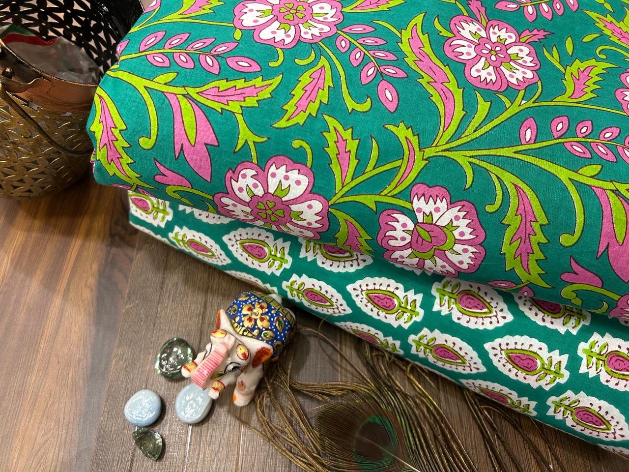 Cotton Printed Two Pc Fabric Set