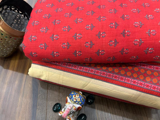 Cotton Printed Two Pc Fabric Set
