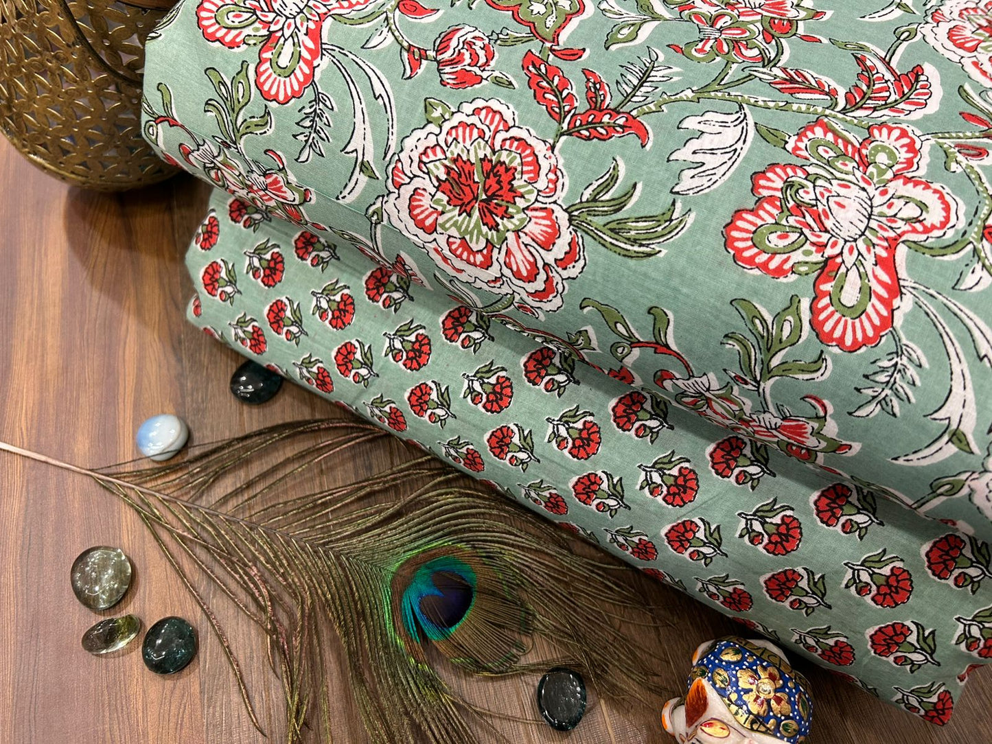 Cotton Printed Two Pc Fabric Set