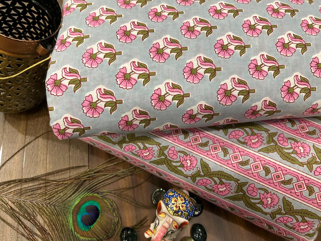 Cotton Printed Two Pc Fabric Set