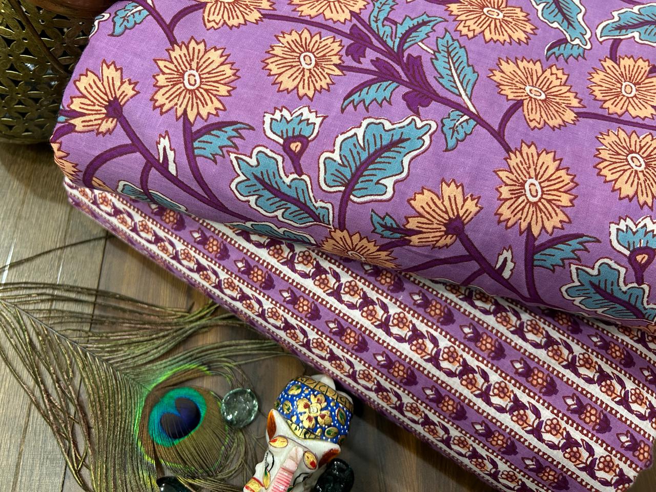 Cotton Printed Two Pc Fabric Set